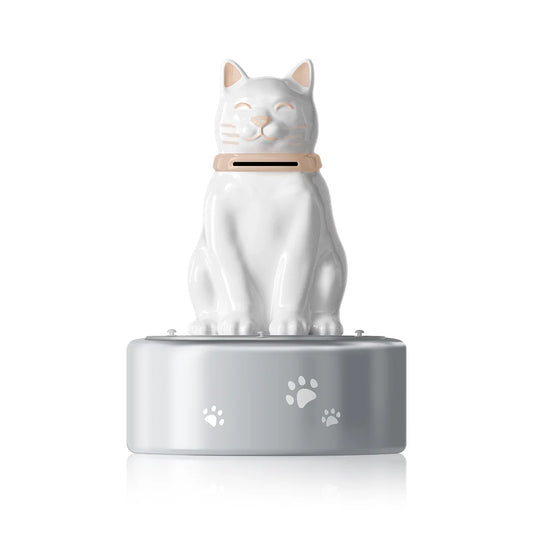 white cat urn